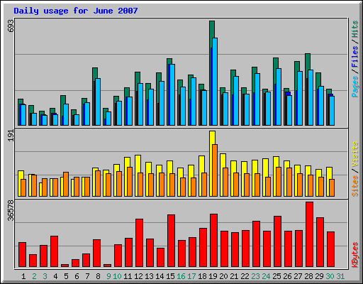 Daily usage for June 2007