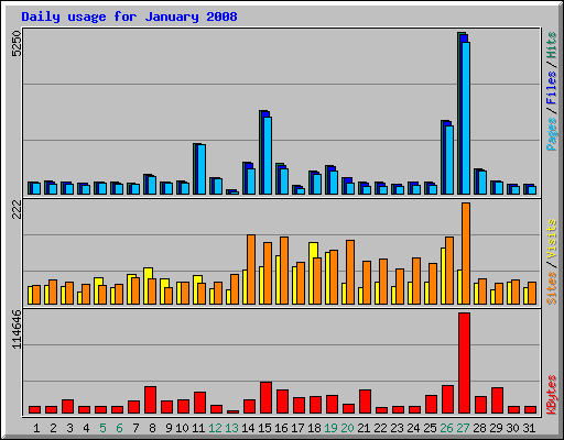 Daily usage for January 2008
