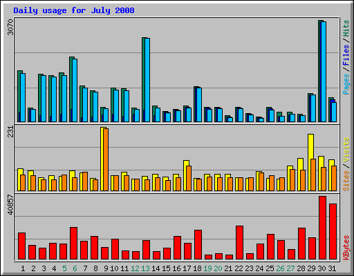 Daily usage for July 2008