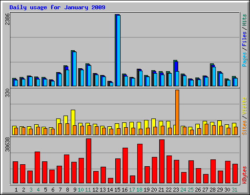 Daily usage for January 2009