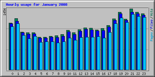 Hourly usage for January 2008