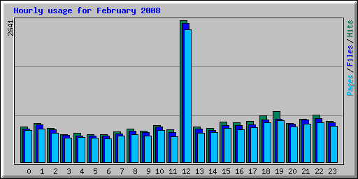 Hourly usage for February 2008