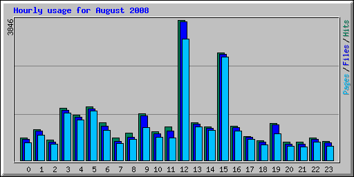 Hourly usage for August 2008