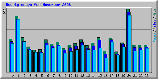 Hourly usage for November 2008