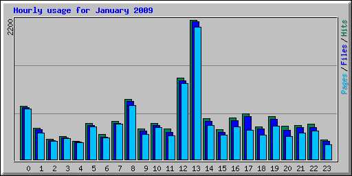 Hourly usage for January 2009