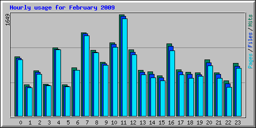 Hourly usage for February 2009