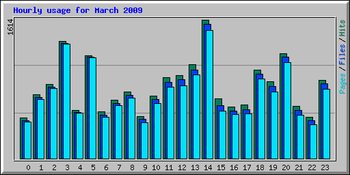 Hourly usage for March 2009