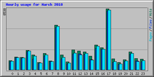 Hourly usage for March 2010